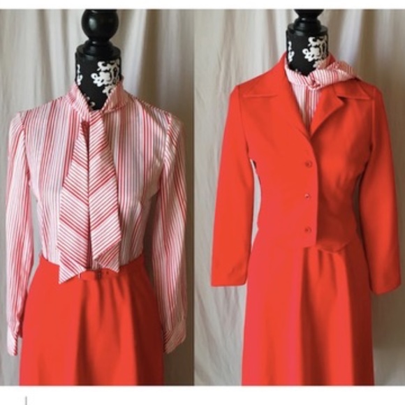 Vintage 1970’s Union Made Candy Stripe Secretary Dress & Jacket Set, XS/Small - Picture 2 of 14